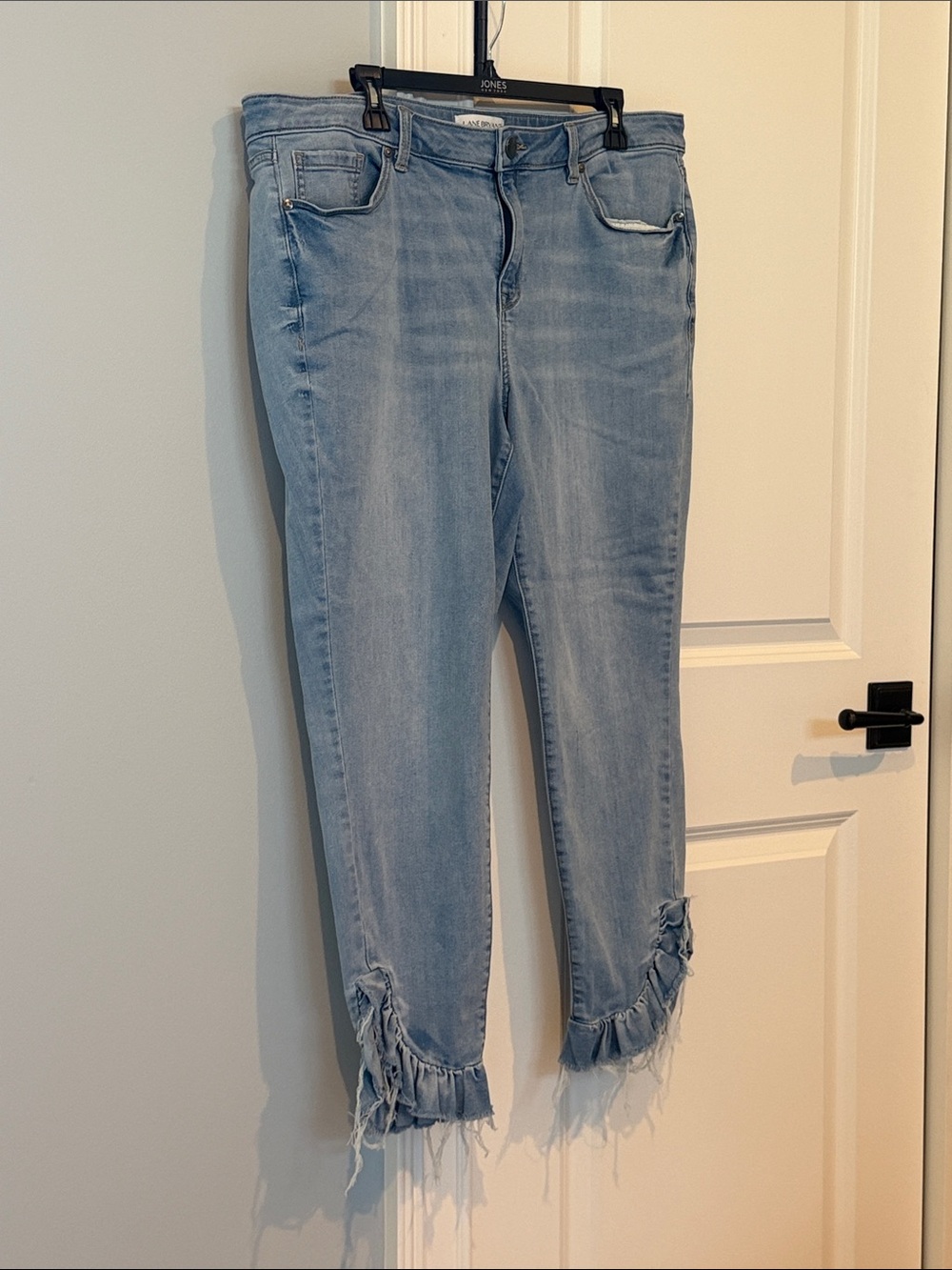 Lane Bryant Light Blue Denim Ankle Jeans with Frayed Hem